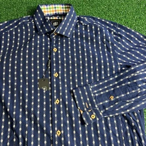 Bachrach Platinum Collection Men's Floral Flip Cuff Long Sleeve Shirt Size M NWT - Picture 1 of 9
