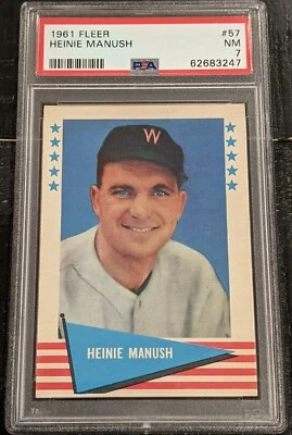 Fleer Heinie Manush 1961 PSA 7 casi nuevo ejemplo de alta calidad #57 Foto 1 de 3
