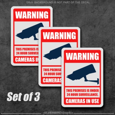 3x Camera Surveillance Sticker Security System Video Decal Warning CCTV Safety - Image 1 of 2