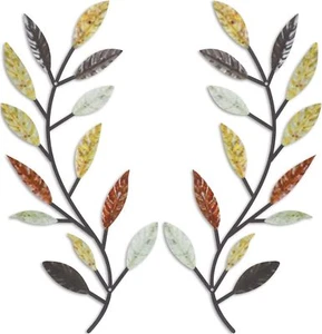 2pcs Metal Tree Leaf Wall Decor Vine Olive Branch Leaf Wall Art Living Room - Picture 1 of 7