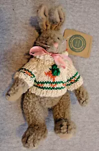 Boyd's Bears 10 Inch Easter Bunny in Hand Knit Carrot Sweater Vintage 1990 w/Tag - Picture 1 of 10