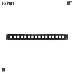 16-Port 1U 19" Network Rack Mountable Blank Patch Panel For Keystone Jack Black - Picture 1 of 1