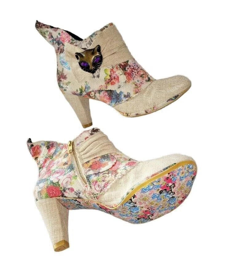 Irregular Choice Women's Big Shoes Ankle Boots Heels Miaow Floral EU43 UK10 US12 - Image 1 of 4