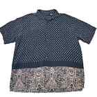 J. Ferrar XL Men&#39;s 100% Silk shirt Black/Brown pattern