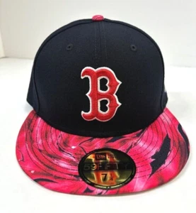 Boston Red Sox MLB NE "Marbled Mix-Up" Fitted Hat-Navy Blue - Picture 1 of 5