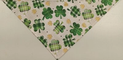 Dog Bandana, St. Patrick's Day, Plaid Shamrocks, Hand Made, M, L, XL - Image 1 of 3