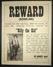 Billy the Kid Wanted Poster on parchment-style card stock, 8-1/2 x 11, old west