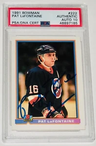 PAT LAFONTAINE AUTOGRAPHED 1991 BOWMAN #222 CARD (PSA 10) - NEW YORK ISLANDERS! - Picture 1 of 2