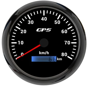 110mm schwarzes GPS Geschwindigkeitsmesser 0-80km/h Messgerät für Bootswagen - Bild 1 von 12