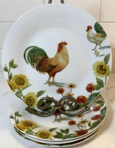 4 Pfaltzgraff Stoneware Rooster Meadow Salad/Bread  Plates 7.5” New With Tags - Picture 1 of 11