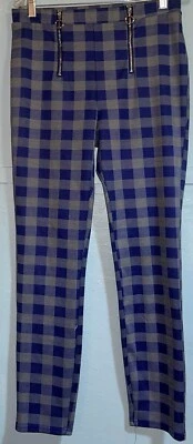 Pantalones Charlotte Russe Retro Azul a Cuadros con Cremalleras Talla Grande con Elástico Foto 1 de 4