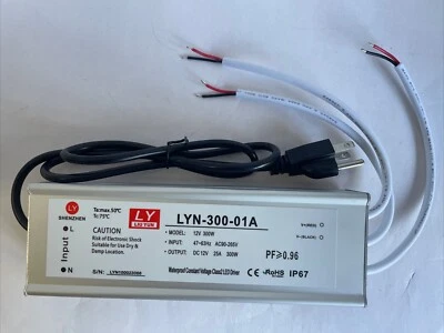 Controlador LED 300 vatios (100 W X3) 25 A resistente al agua IP67 adaptador transformador de potencia Foto 1 de 4