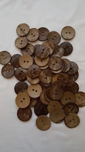 3 Pcs Extra Large Brown Coconut Shell 2 Holes Sewing Buttons 40 mm - Picture 1 of 3