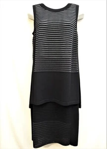 NUEVO Conjunto Top y Falda Lafayette 148 Sin Mangas Talla S Negro Tejido Semi Transparente $348 e - Imagen 1 de 11