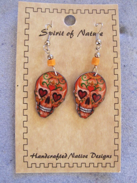 Spirit of Nature western  Day of Dead, Dia de los Muertos Skull Dangle earrings - Image 1 of 2