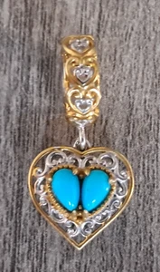 Gems en Vogue Sterlingsilber Dornröschen Türkis Herz Anhänger Charm - Bild 1 von 2
