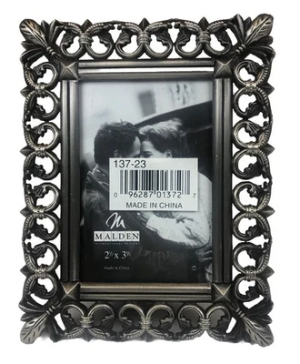 Malden 2.5 X 3.5 Picture Frame Fleur De Lis Victorian Pewter Metal Finish - Image 1 of 4