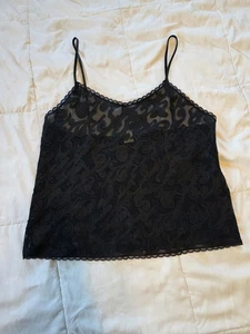 Body Chic Black Nylon Slip with Lace and Sheer Floral Design Size Small - Picture 1 of 5