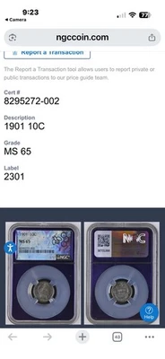 1901 MS65 10c Barber Dime Coin - Image 1 of 4