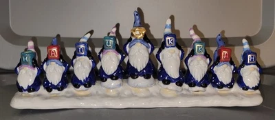 Israel Menorah Candle Holder Blue Sky Hanukkah Heather Goldminc Adorable! - Image 1 of 4