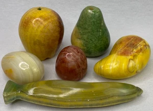 6 Piece Marble Stone Fruit Banana Pear Apple Variety - Picture 1 of 10