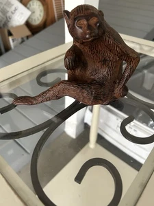 Vintage 1990s Chimpanzee Monkey Posing Cast Iron Doorstop Brown 7Lx3Wx5H - Picture 1 of 4