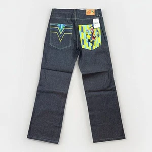 Vintage COOGI Straight Jeans Men's 34x34 Dark Blue Embroidered Abstract Rare - Picture 1 of 7