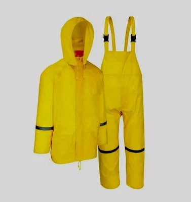 Traje de lluvia amarillo para hombre 2 piezas babero y chaqueta GRANDE Foto 1 de 4