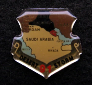 OPERATION DESERT STORM 1991 MAP HAT PIN UP US ARMY MARINES NAVY AIR FORCE USCG2 - Picture 1 of 1