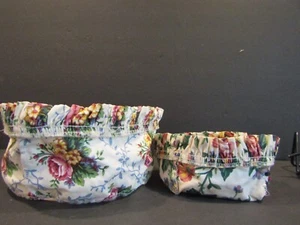 Longaberger 100% Cotton Set of 2 ROSES Fabric Liners For ROUND & SQUARE Baskets - Picture 1 of 5