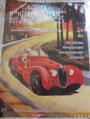 Rolex Monterey 2008 Races Poster  26x36 Alfa Romeo Andretti / Bergandi Artist - Image 1 of 4