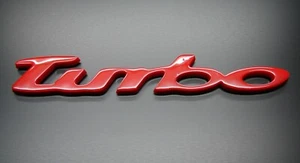 TURBO RED 3D Emblem Decal STICKER SELF ADHESIVE BACK TURBO POWER - Picture 1 of 12