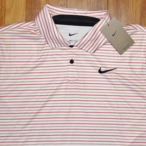 Nike Dri-Fit Tour Striped Golf Polo Shirt Men M L 2XL Orange White FD5931-812 - Picture 1 of 6