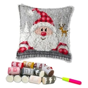 Latch Hook Kits for DIY Throw Pillow Cover,Santa Claus Needlework Style A - Picture 1 of 7