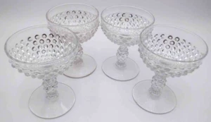 4 Hobnail Champagne / Wine / Sherbet  Clear Glass 1930-1955 Duncan & Miller Set - Picture 1 of 18