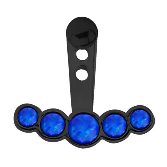 Black 316L Surgical Steel Blue Opal 5 Stone Ear Jacket Earrings Tragus Cartilage - Image 1 of 1
