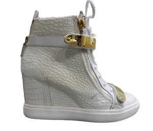 Giuseppe Zanotti LORENZ White Leather Croco 40 9.5 10 Sneaker High top Boot NEW - Picture 1 of 24