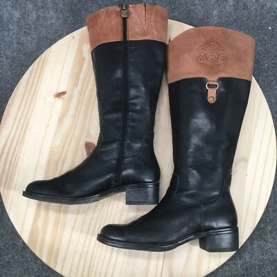 Botas Franco Sarto Mujer 7.5M-WC Claridad Altas Montar Cuero Negro Hasta la Rodilla Foto 1 de 4