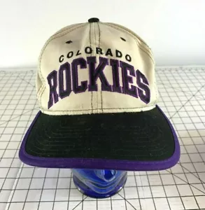 Vintage 90s Grunge Colorado Rockies MLB Baseball Script Snapback Hat Cap Starter - Picture 1 of 7