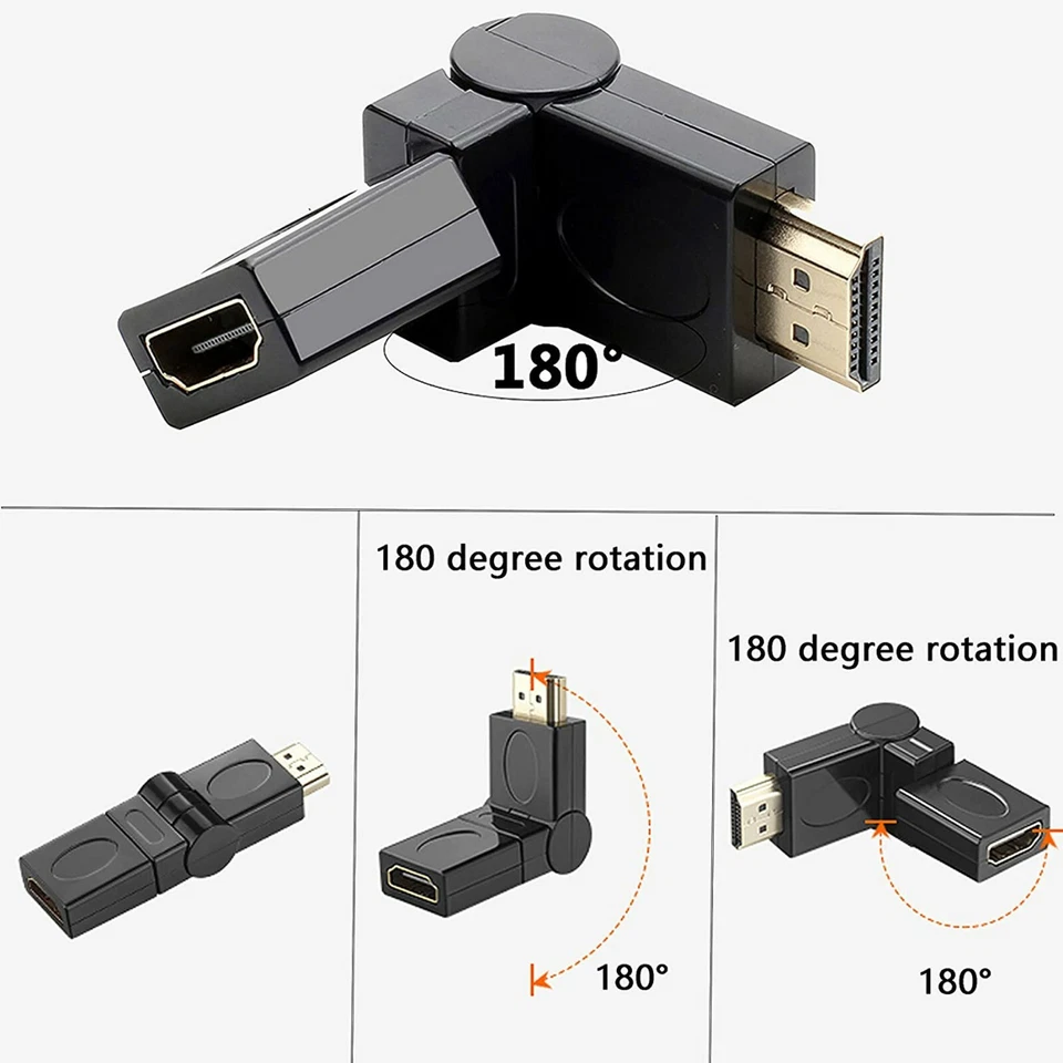  Adapter for HDMI Male to Female Right Angle Connector 90 180 270 360 degrees   - Image 1 of 4