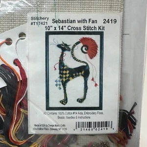 Stitchery SEBASTIAN Black CAT with Fan Cross Stitch Kit Design Works 2419 New - Picture 1 of 2