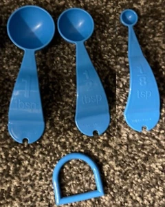 Tupperware Messlöffel 3er Set blau mit Ring gebogene Griffe Neu - Bild 1 von 1
