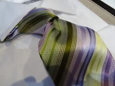 Fabio Silk Tie Necktie Green Lavender Purple Stripe Wedding
