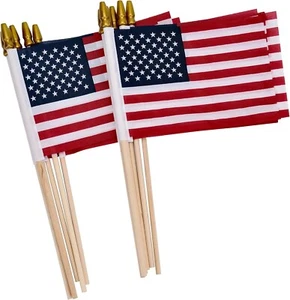 10/12 Pack Small American Flags Small US Flags/Mini American Flag on Stick 4x6" - Picture 1 of 17