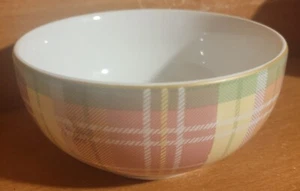 PTS / 222 Fifth EASTER PLAID Soup / Cereal bowl, 5 1/2", Porcelain,  Excellent - Picture 1 of 7