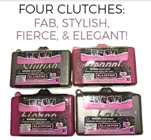 4 x schwarz pink raffinierte Superstars Clutch toll elegant stilvoll wildes Spielzeug SET - Bild 1 von 19