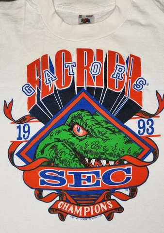 Vtg Florida Gators T Shirt Medium White 1993 SEC Champions Single Stitch FOTL Cover