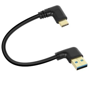 Gold Plated Short Left Angle USB C Cable 90 Degree 18W Fast Charging USB A to... - Picture 1 of 7