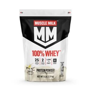 100% Whey Protein  Vanilla 5 Pound 68 Servings 25g Protein 2g Sugar Low in Fa...