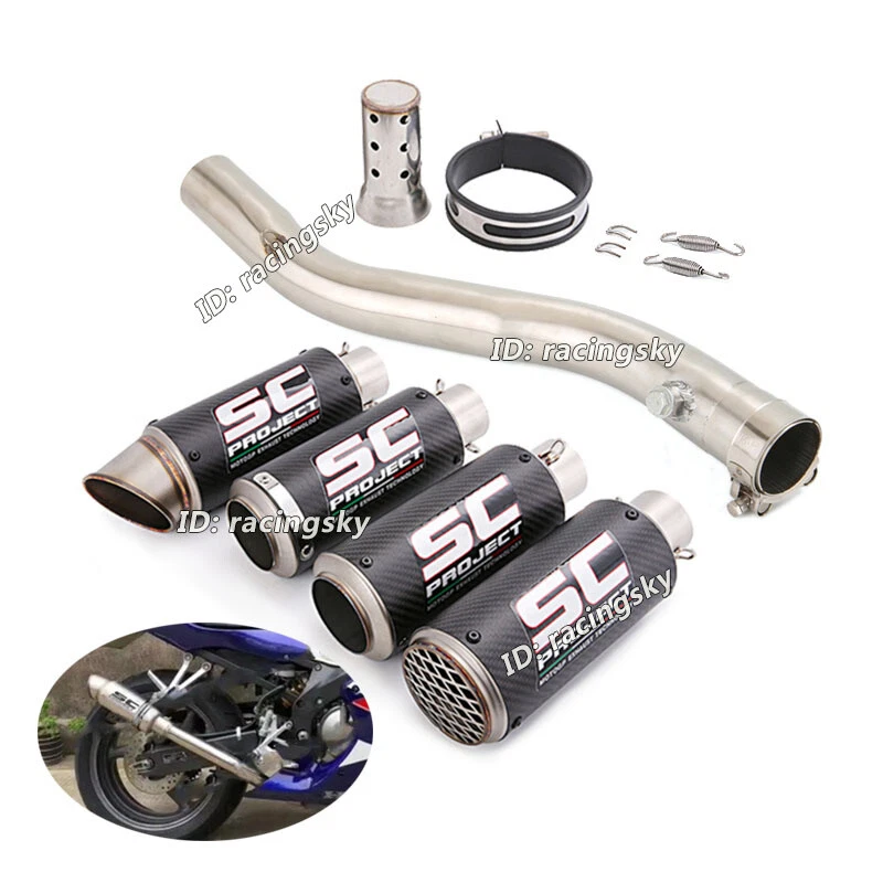 Tubo de enlace de escape medio para Honda CBR600F4i 2001-2007 + escape silenciador de carbono 51 mm Foto 1 de 4